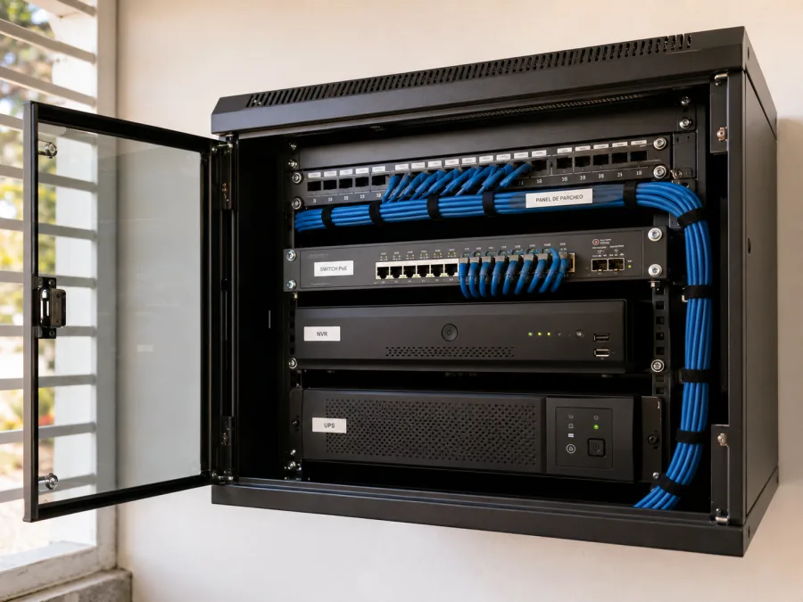 Rack de seguridad mantenido y ordenado